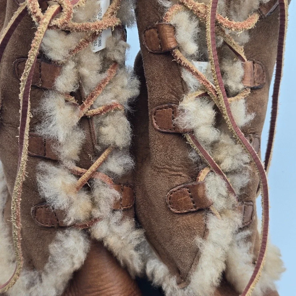 Born Boots Womens Sz 10/42 Chestnut Nome W5198 Tan Leather Shearling Fur Suede